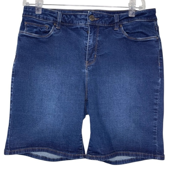 croft & barrow Pants - Croft And Barrow Women’s Denim Dark Wash Bermuda Denim Shorts Casual Size 16